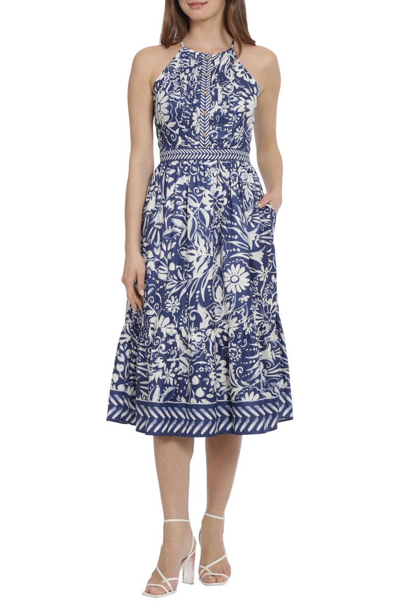 Maggy London Sleeveless Tiered Midi Dress, Main, color,