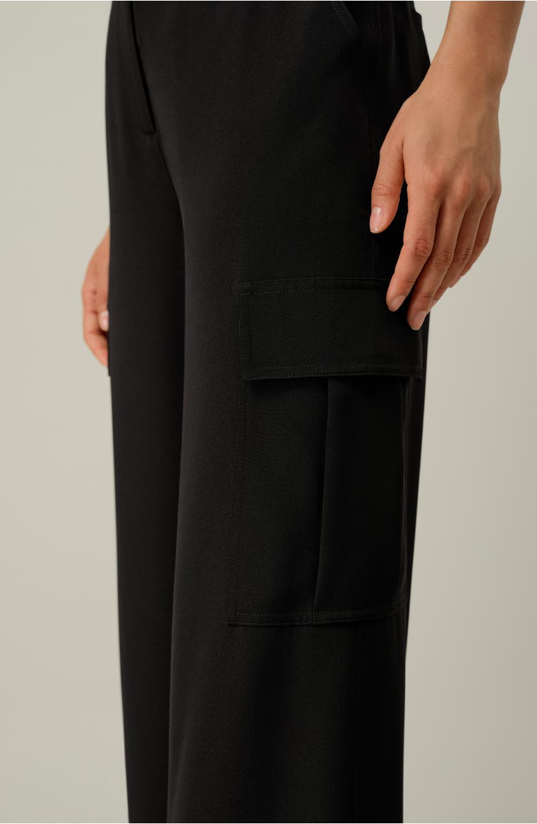 Lilysilk Silk Crepe Cargo Pant, Alternate, color, Black