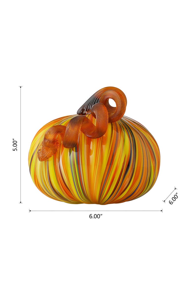 Multi Striped Glass Pumpkins, Alternate, color, Yellow