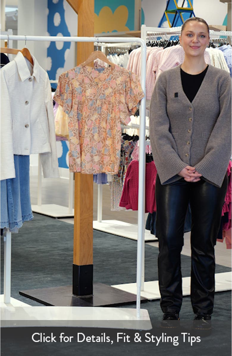 Floral Flutter Sleeve Quarter Zip Top, sales video thumbnail