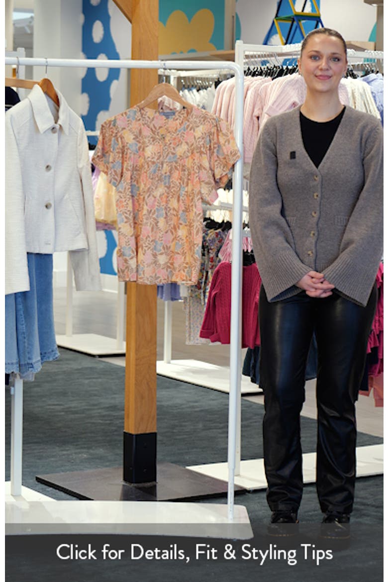 Floral Flutter Sleeve Quarter Zip Top video