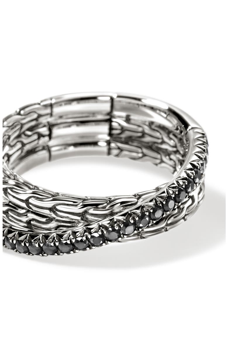 JH Essential Pavé Crossover Ring, Sterling Silver, Gemstones, Alternate, color, SILVER/ BLACK SAPPHIRE