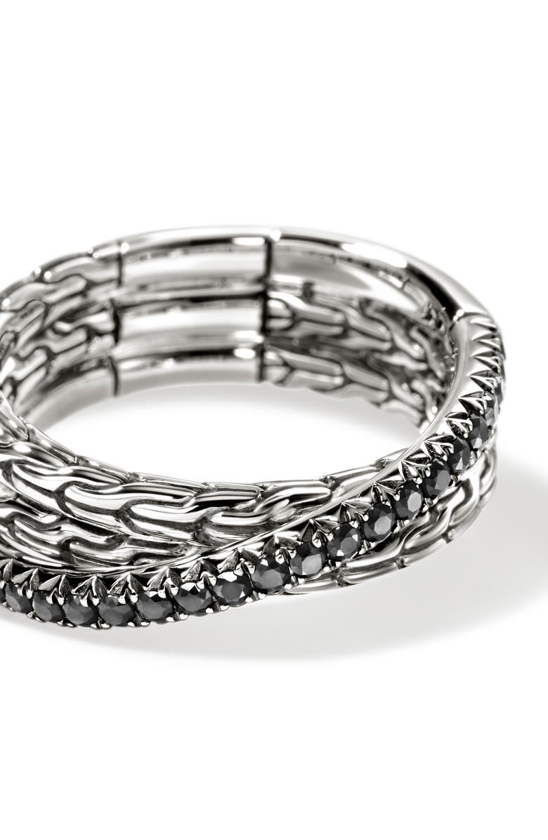 JH Essential Pavé Crossover Ring, Sterling Silver, Gemstones