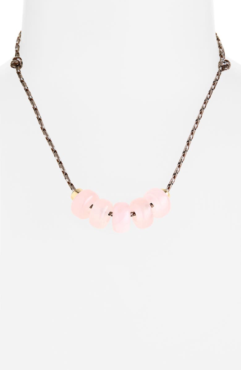 Zoë Chicco Quartz Paracord Necklace, Alternate, color, 14K Yellow Gold / Rose Quartz