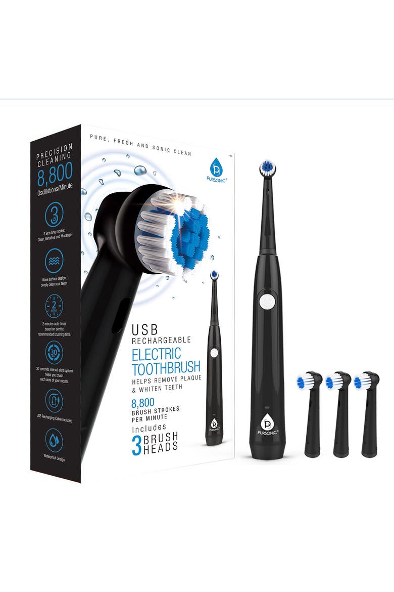 USB Rechargeable Rotary Toothbrush, Alternate, color, BLACK