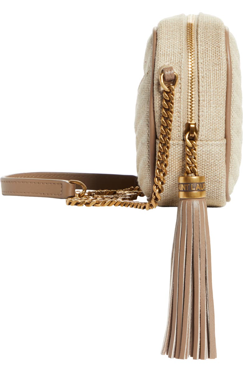 Saint Laurent Mini Lou Matelassé Linen Shoulder Bag, Alternate, color,