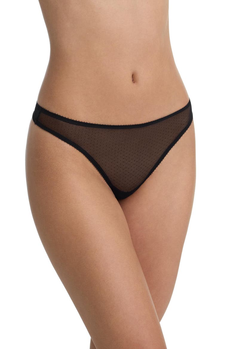 Jolie Sheer Lace Thong, Alternate, color, Black