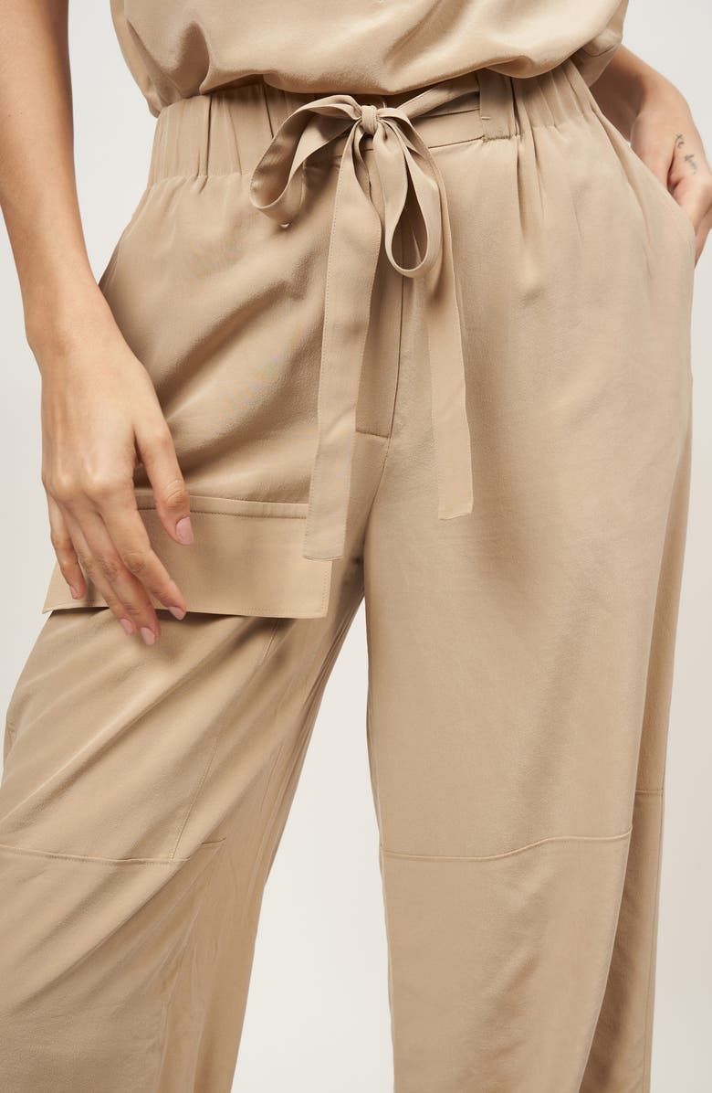 Equipment Allira Tie Waist Wide Leg Silk Pants, Alternate, color,