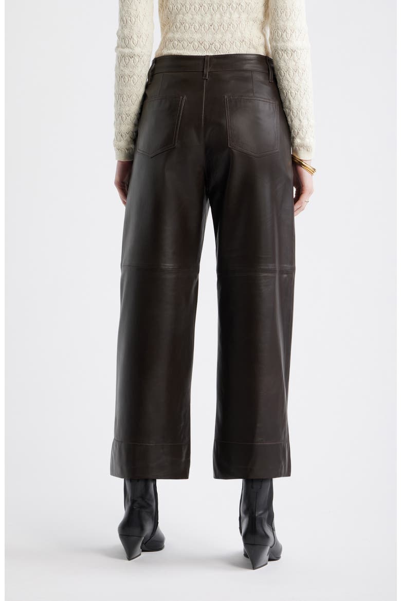Leather Crop Wide Leg Pants, Alternate, color, BROWN TORTE
