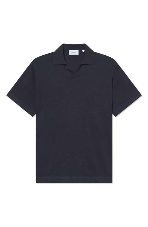 Les Deux Emmanuel Fine-knit Polo Shirt In Blue
