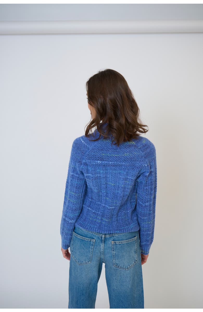 Central Park West Rayna Spacedye Open Stitch Yoke Sweater, Alternate, color, Blue