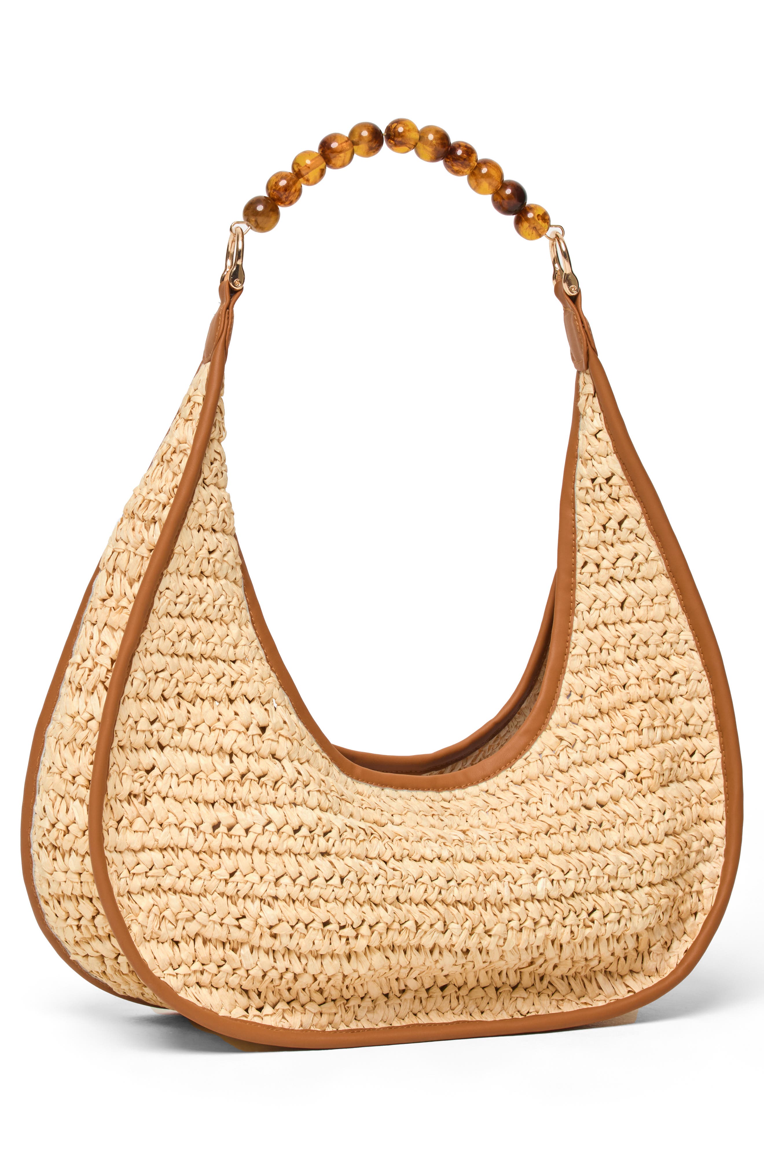 Mira Mar Paper Straw Hobo Bag, Alternate, color, NATURAL