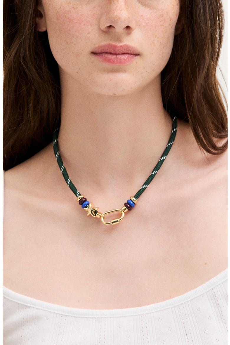 Carabiner Paracord Charm Necklace, Alternate, color, EVENING SPRUCE