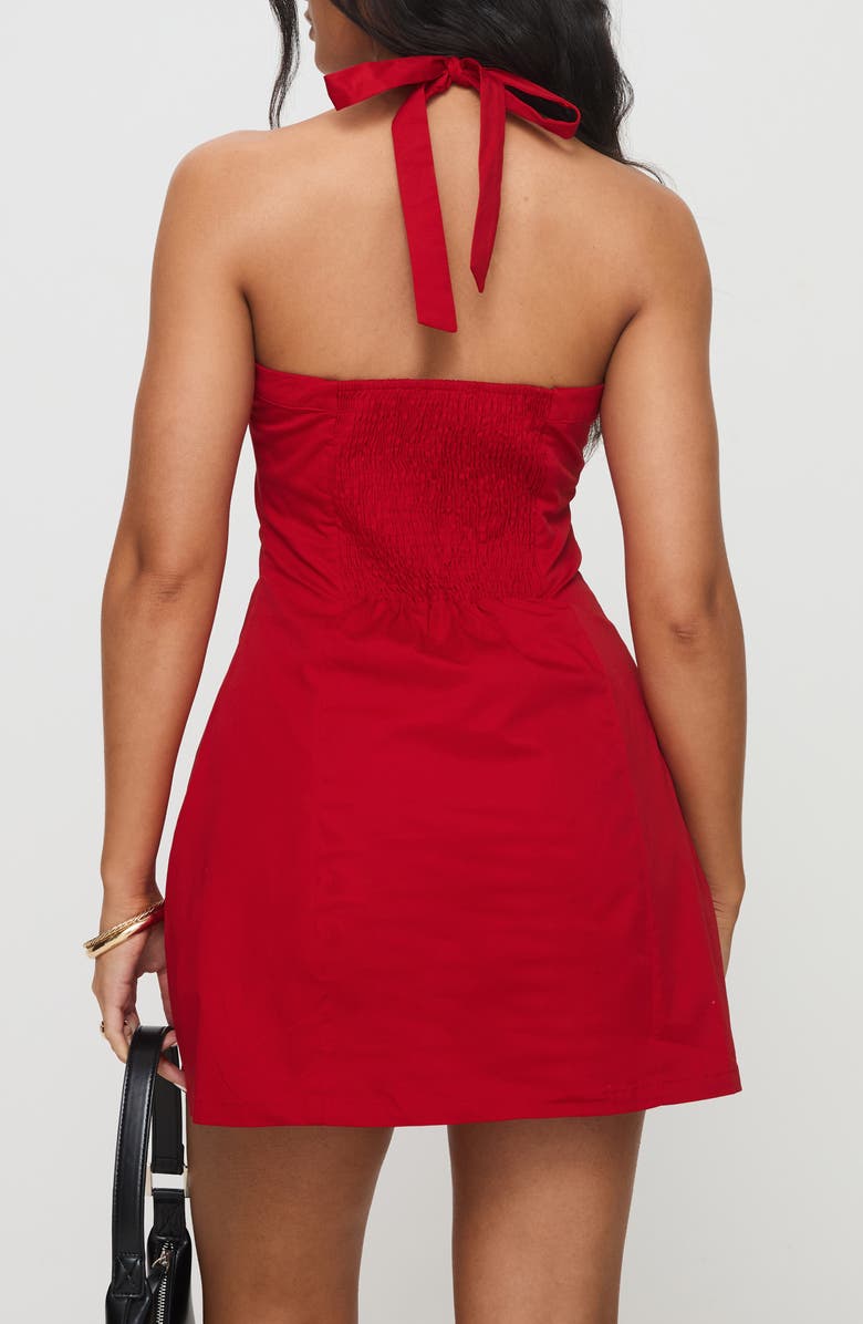 Princess Polly Mallorie Button-Up Halter Minidress, Alternate, color, Red