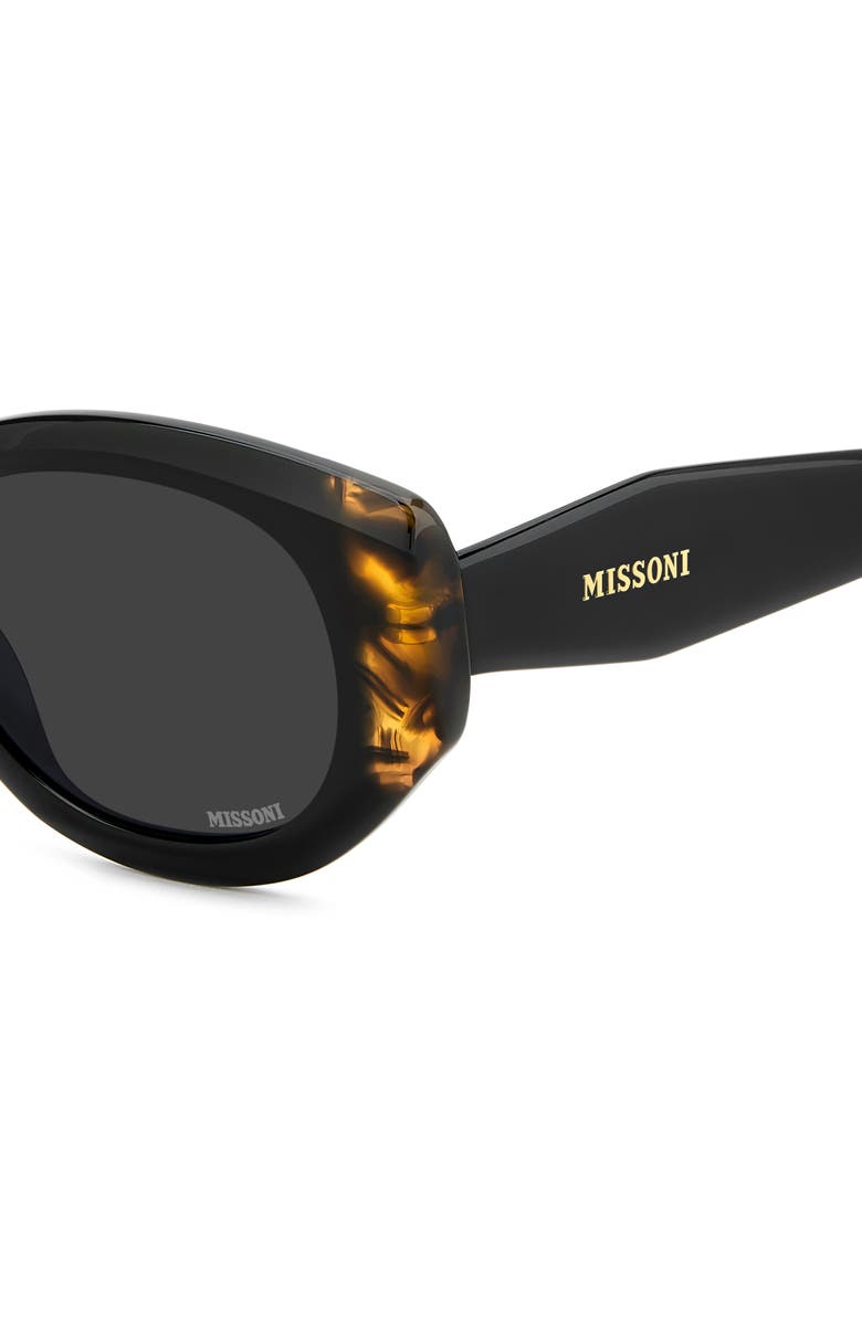 Missoni 52mm Oval Sunglasses, Alternate, color, Black Havana/ Grey
