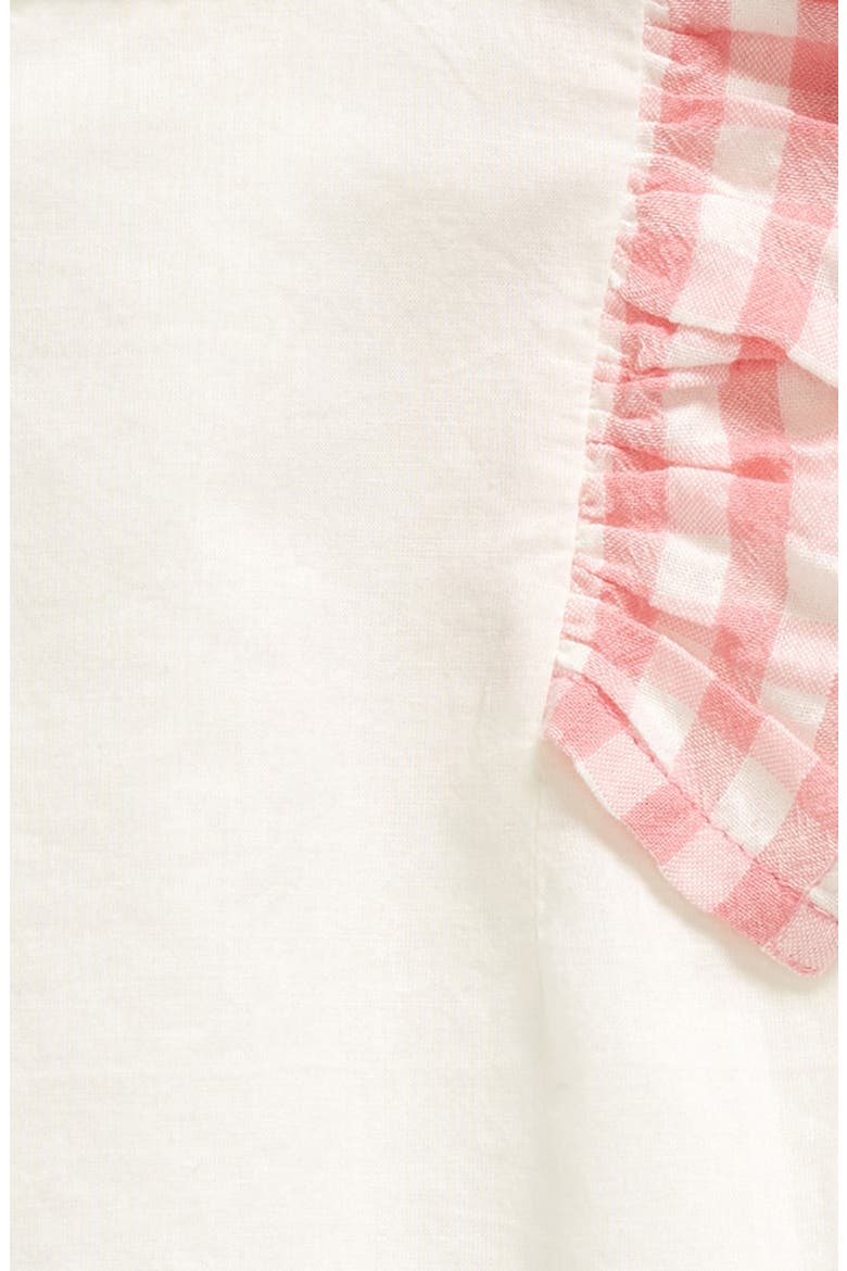 Gingham Ruffle Shoulder Top & Shorts Set, Alternate, color, IVORY- PURPLE MULTI CHECK