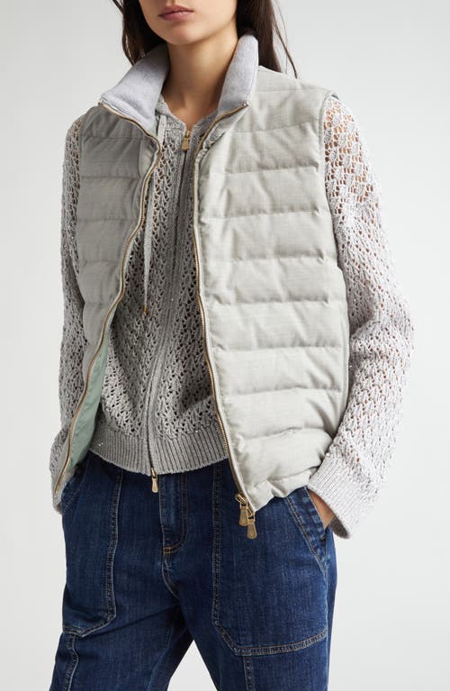 Eleventy Wool Blend Down Puffer Vest In Light Melange Grey