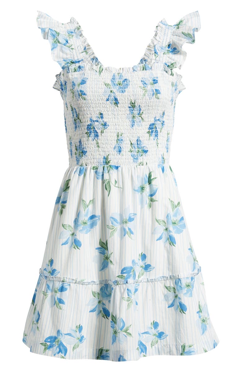 Chelsea28 Smocked Tiered Cotton Ruffle Trim Minidress, Main, color,
