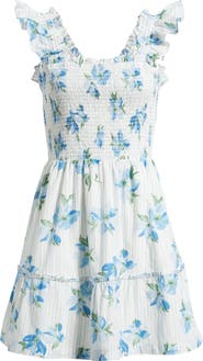 Chelsea28 Smocked Tiered Cotton Ruffle Trim Minidress