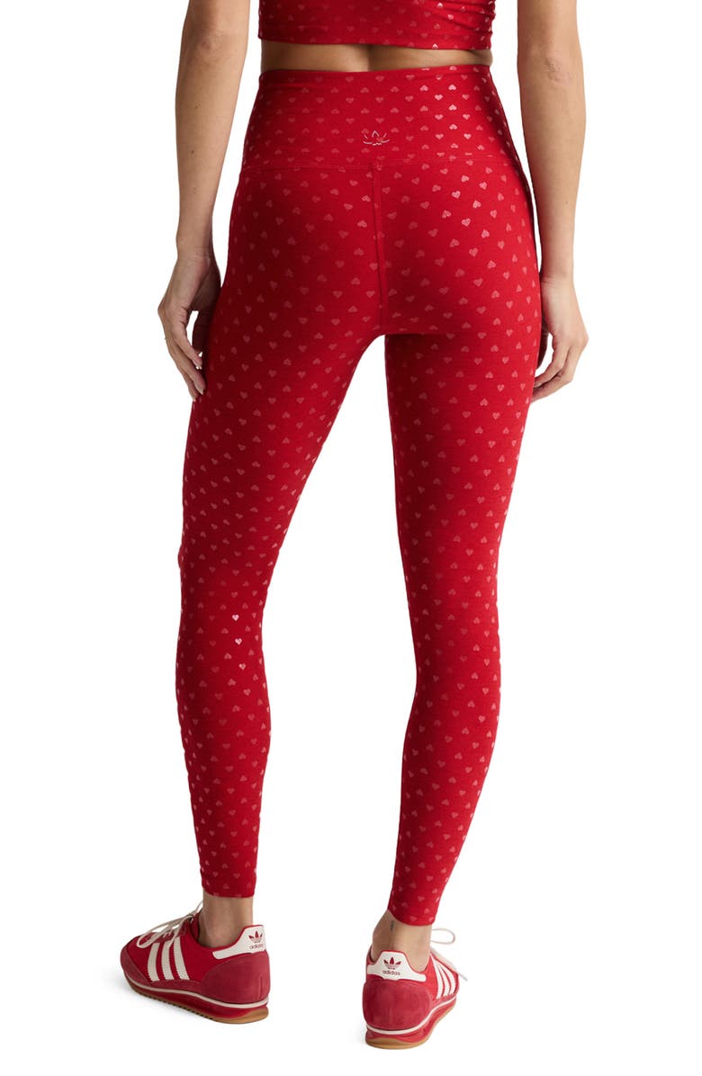 Beyond Yoga Softshine Midi High Waist Leggings, Alternate, color, Holly Red Ditsy Hearts