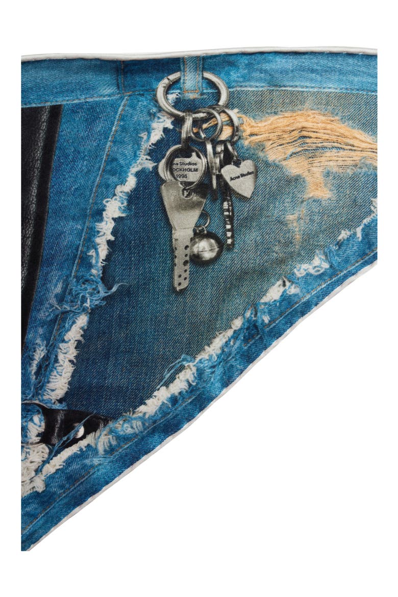 Trompe l'Oeil Silk Triangle Scarf, Alternate, color, BLACK/ BLUE