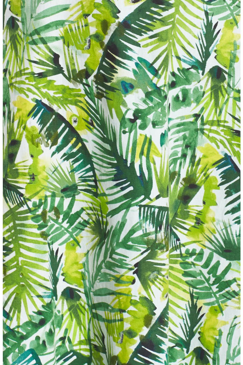 Palm Print Off the Shoulder Dress, Alternate, color, SOFT WHITE/ GREEN