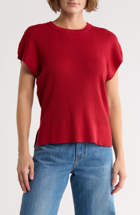Ribbed Short Sleeve Sweater