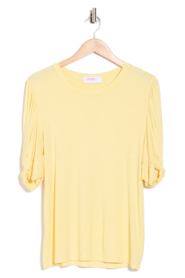 Ruched Sleeve Top, Alternate, color, LEMON