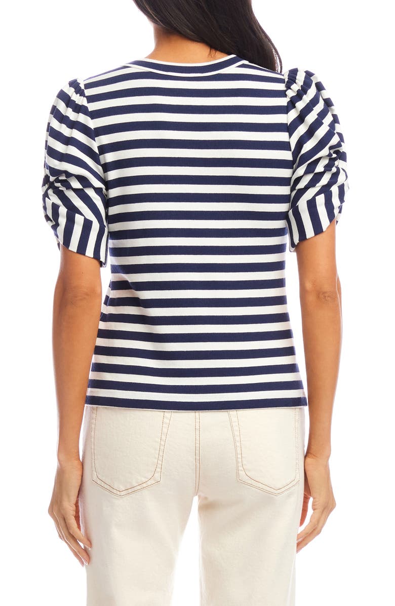 Karen Kane Stripe Twist Sleeve Shirt, Alternate, color, Blue/ White Stripe