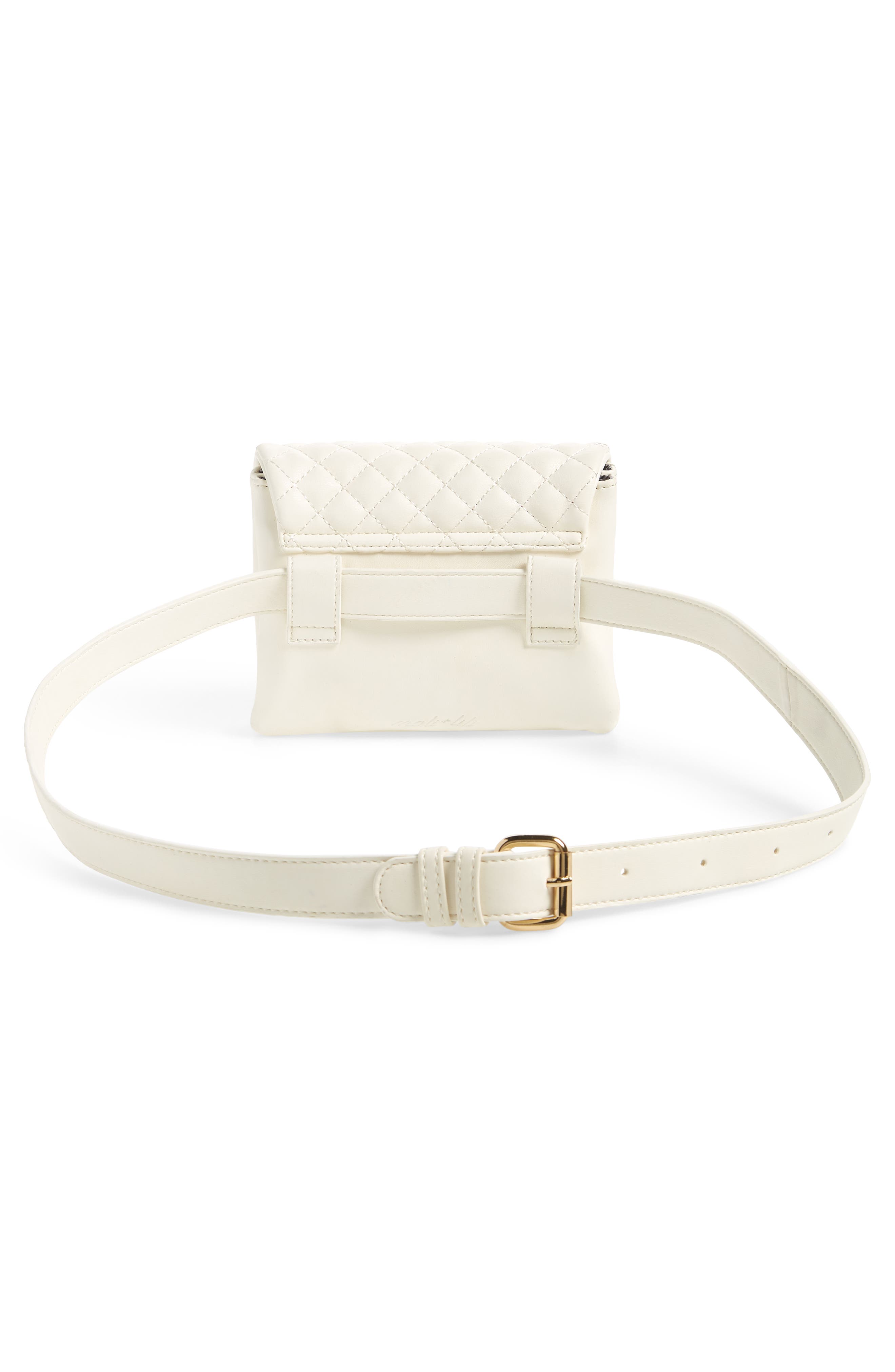 Quilted Vegan Leather Convertible Belt Bag, Alternate, color, WHITE