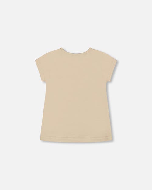 Deux Par Deux Girl's Organic Cotton Tee Beige And Cream Koala In Beige And Cream Koala