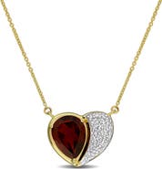 Julianna B. Gemstone & Diamond Heart Necklace 10K