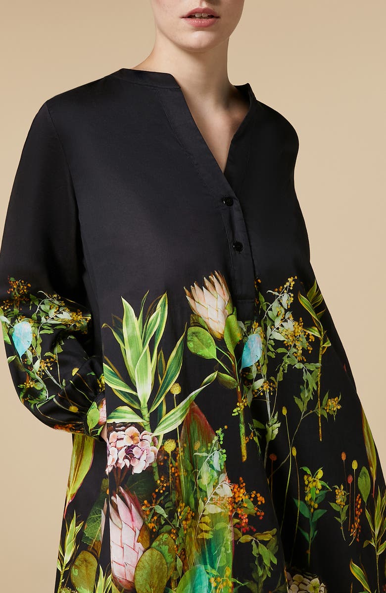 Marina Rinaldi Garbata Floral Long Sleeve Satin Dress, Alternate, color,