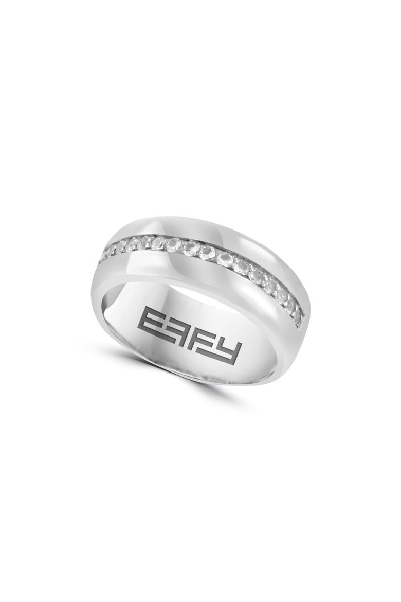 Men's Sterling Silver White Topaz Band Ring, Main, color, SILVER