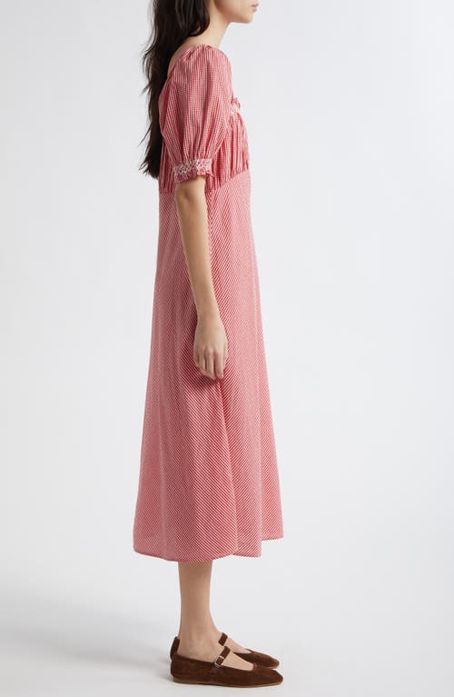 Mille Nicolette Gingham Puff Sleeve Cotton Sundress In Pink