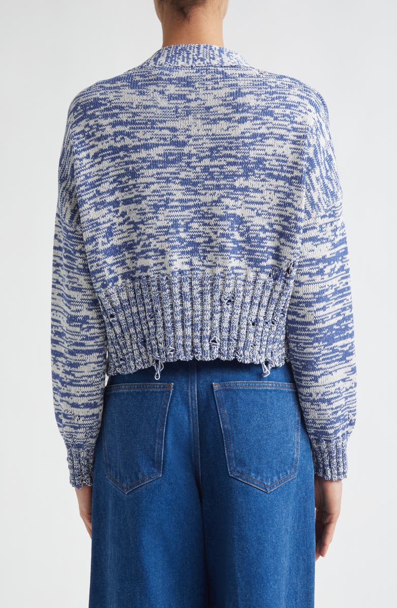 Marni Dishevelled Crop Cotton V-Neck Cardigan, Alternate, color, Orion Blue