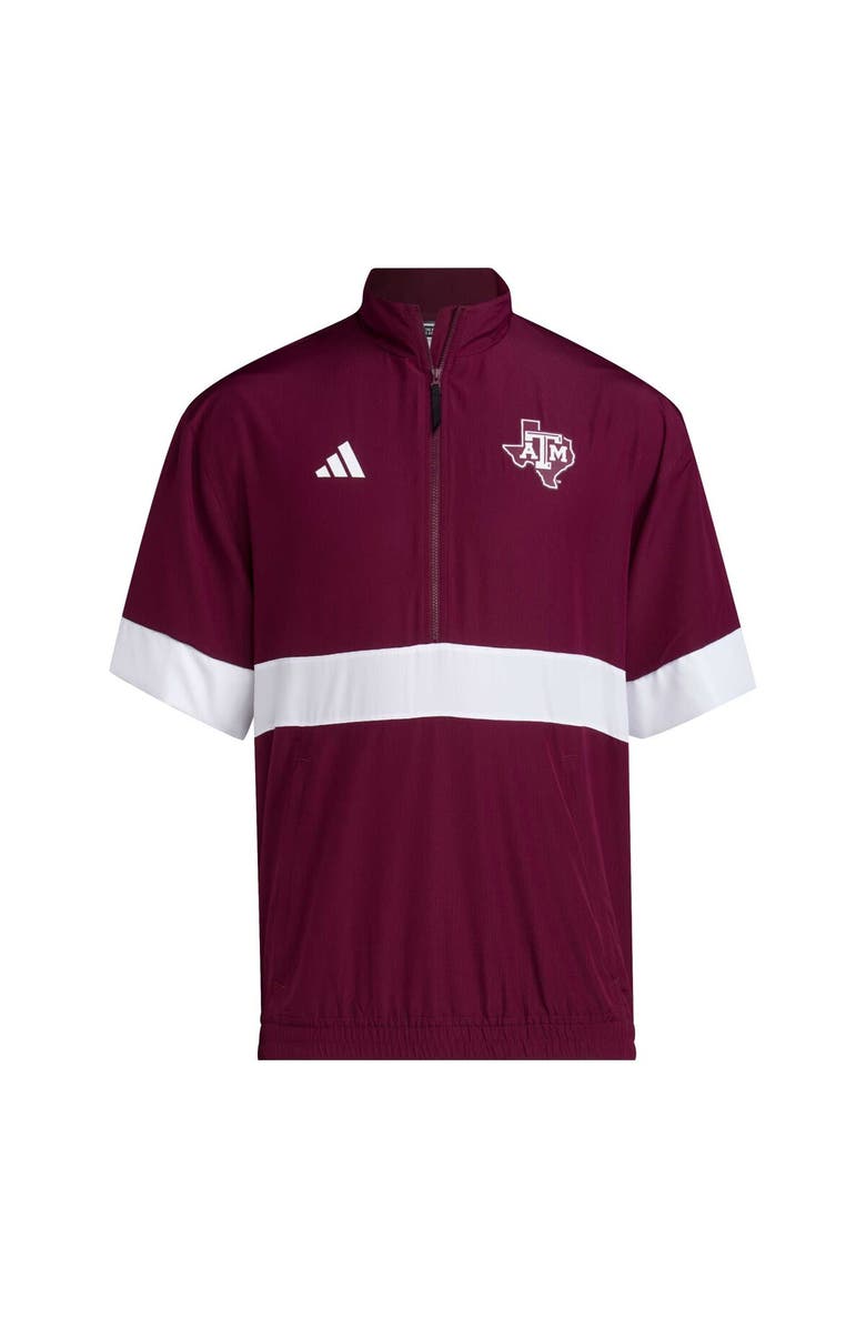 adidas Men's adidas Maroon Texas A&M Aggies Strategy Short Sleeve Half-Zip Jacket, Alternate, color, Maroon