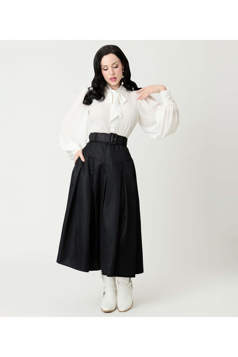 Pleated Midi Skirt, Main, color, Solid Black