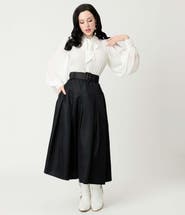 Unique Vintage Pleated Midi Skirt