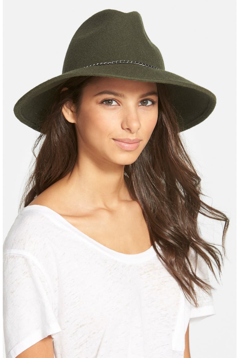 Chain Trim Panama Hat, Main, color, GREEN/ BROWN