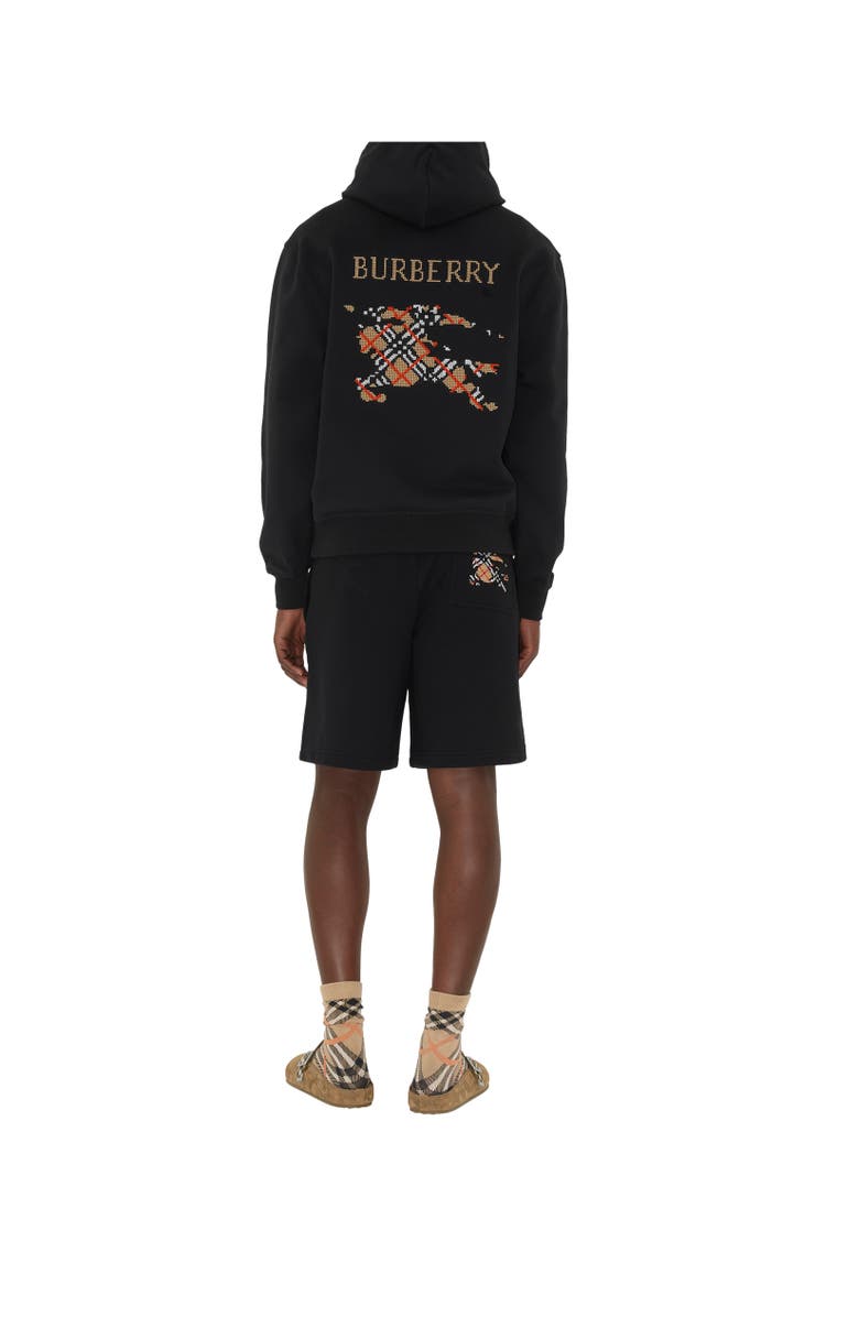 Burberry Cross Stitch EKD Cotton Hoodie, Alternate, color, Black
