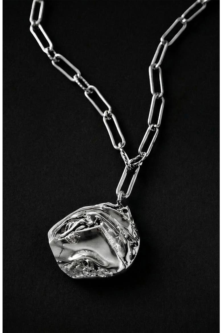 Maxi Mao Pendant Necklace in Silver, Alternate, color, Silver