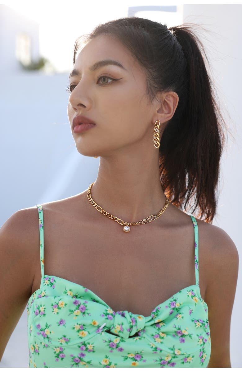 Classicharms Double Layered Solitaire Pendant Necklace, Alternate, color, Gold