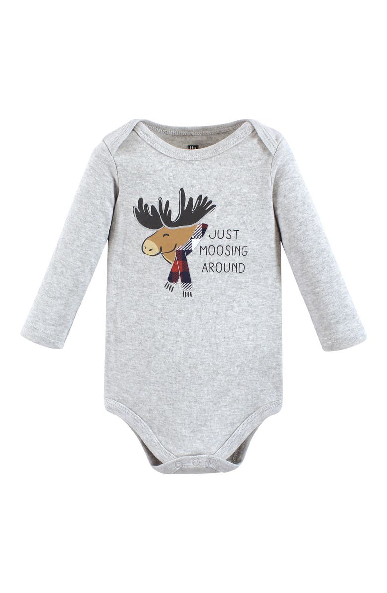 Hudson Baby Cotton Long-Sleeve Bodysuits 5-Pack, Alternate, color, Moosing Around