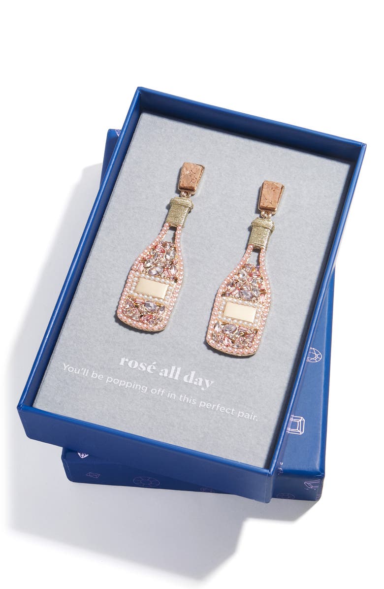 BaubleBar Rosé Bottle Drop Earrings, Alternate, color, 
