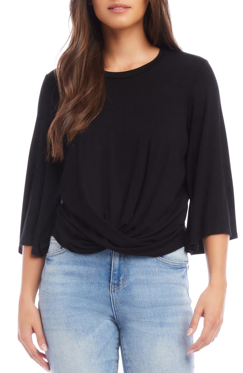 Karen Kane Drape Front Jersey Top, Main, color, Black