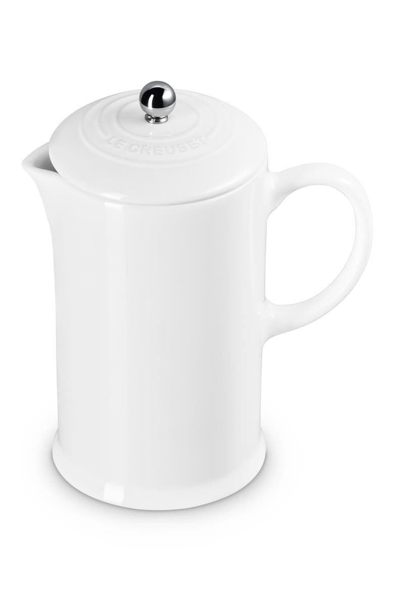 34-Ounce Stoneware French Press, Main, color, WHITE