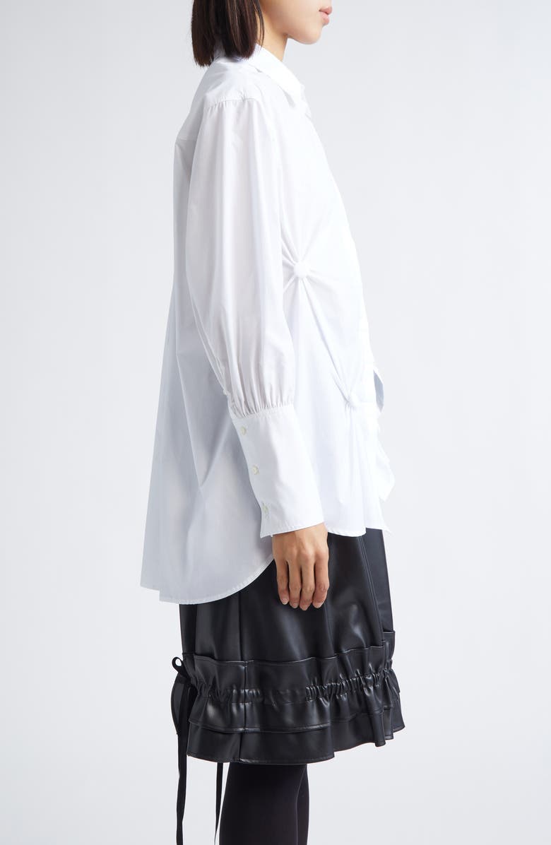 renaissance renaissance Karma Scrunched Cotton Poplin Button-Up Shirt, Alternate, color, White