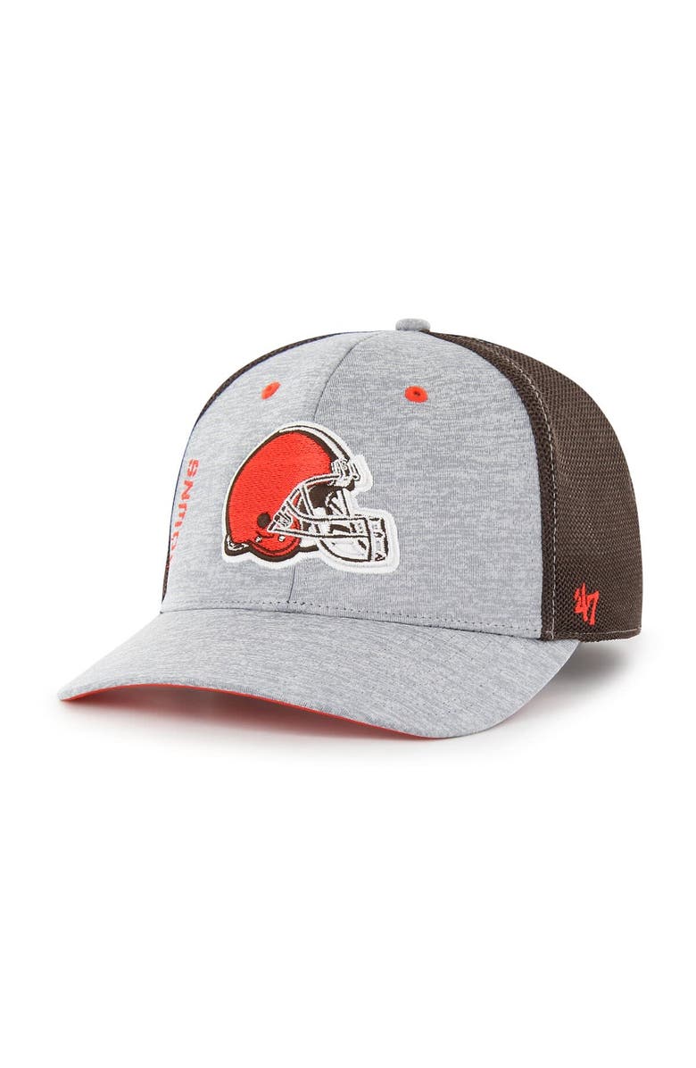 '47 Men's '47 Gray/Brown Cleveland Browns Pixelation Trophy Flex Hat, Alternate, color,