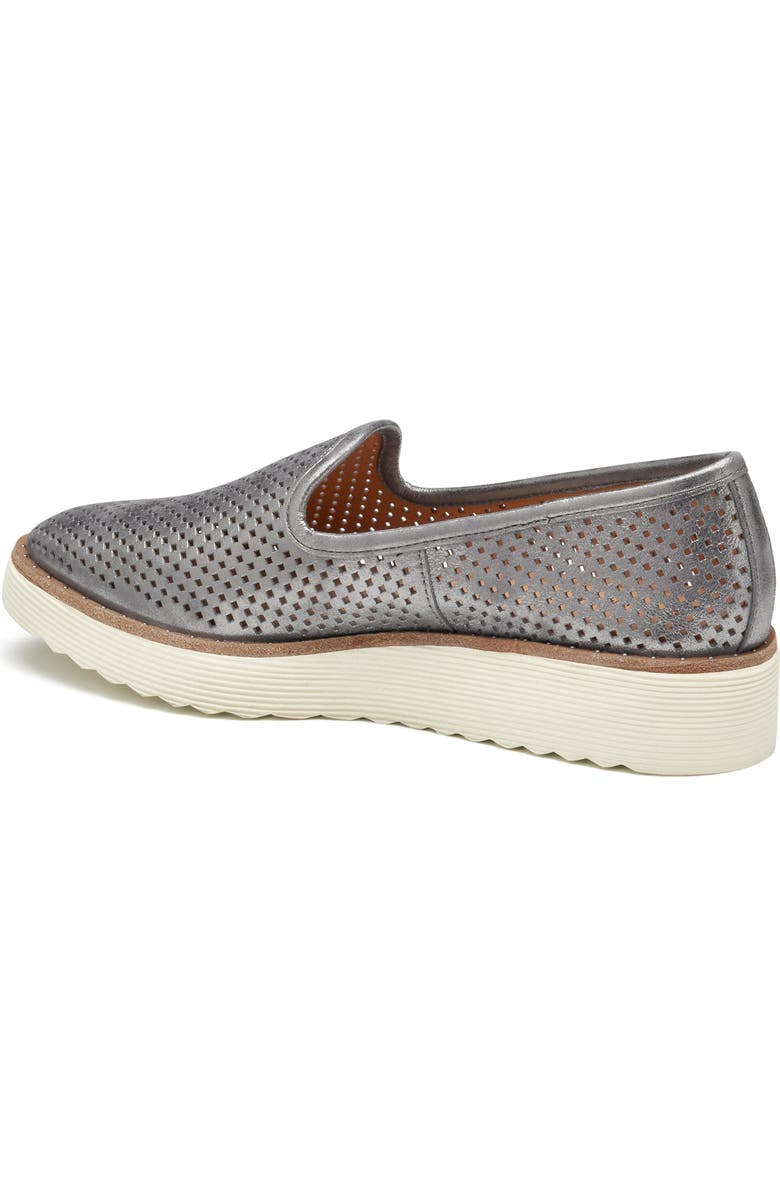Johnston & Murphy Mitzi Perforated Venetian Loafer, Alternate, color, Pewter Italian Metallic